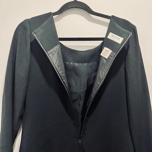 Vintage Rouie Black Lace Minimalist Modest Midi Sheath Dress Made in Canada sz M - Picture 8 of 8